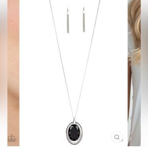 Metro Black Pendant and Earring Set